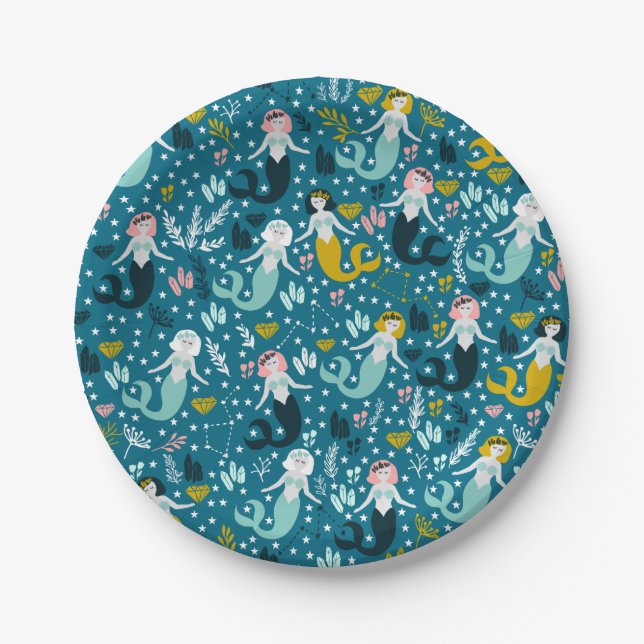 Cute Mermaid Paper Plates (Front)