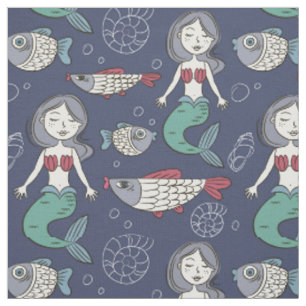 Cute Mermaid Pattern fabric