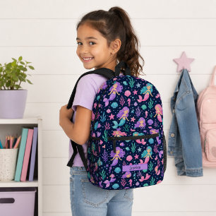Cute Mermaid Pattern Printed Backpack