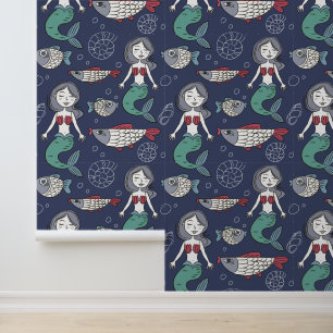 Cute Mermaid Pattern Wallpaper