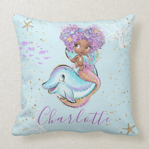 Cute Mermaid Personalised Girl Baby Cushion