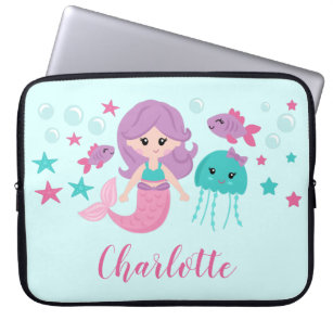 Cute Mermaid Personalised Girl Laptop Sleeve