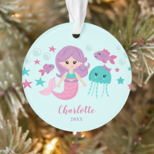 Cute Mermaid Personalised Girl Ornament