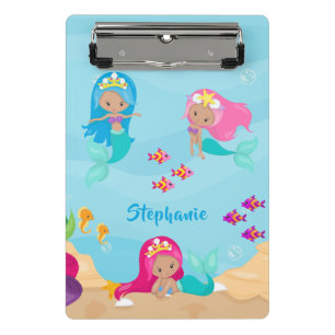 Cute Mermaid Personalised Girly Under the Sea Mini Clipboard