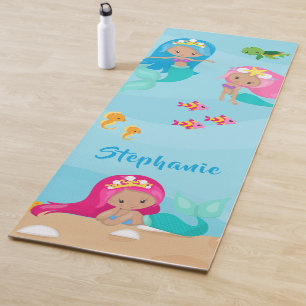 Cute Mermaid Personalised Girly Under the Sea Yoga Mat