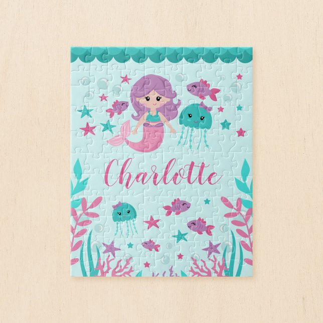 Cute Mermaid Personalised Kids Jigsaw Puzzle (Creator Uploaded)