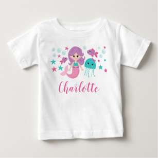 Cute Mermaid Personalized Girl Baby T-Shirt