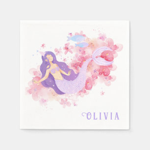 Cute Mermaid Pink Under the sea for little Girls  Napkin