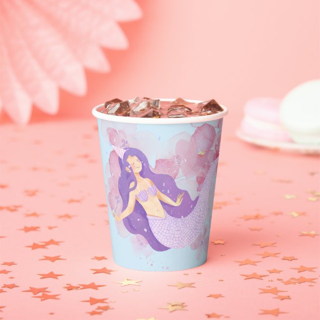 Cute Mermaid Pink Under the sea for little Girls  Paper Cups (Insitu)