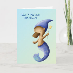 Cute Mermaid Platypus Birthday Card