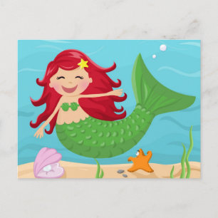 Cute mermaid postcard
