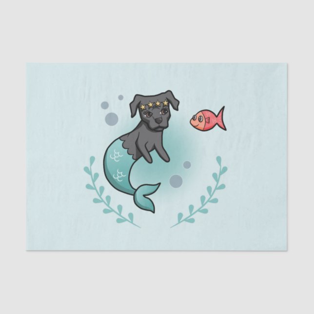 Cute Mermaid Princess Dog Cartoon Illustration Tissue Paper (Front)