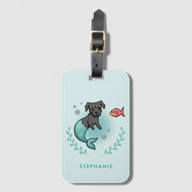 Cute Mermaid Princess MerDog Dog | Add Your Name Luggage Tag (Front Vertical)