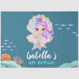 Cute Mermaid Rainbow pearl crown Birthday party Tissue Paper