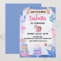 Cute Mermaid Rainbow Unicorn 1st Birthday Party