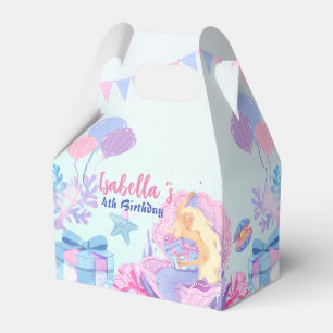 Cute Mermaid Rainbow Watercolor Birthday party Favour Box