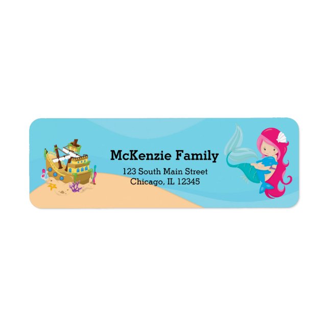 Cute Mermaid Return Address Label (Front)