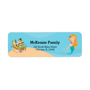Cute Mermaid Return Address Label