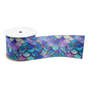 Cute Mermaid Scales Pattern Girls Birthday Satin Ribbon