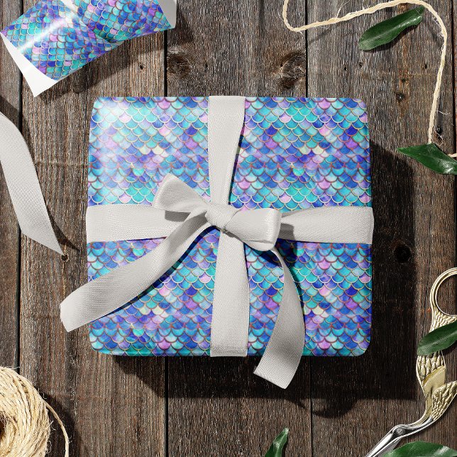 Cute Mermaid Scales Pattern Girls Birthday v2 Wrapping Paper (Creator Uploaded)