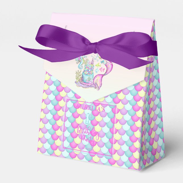 Cute Mermaid | Sea Girl's 1st Birthday Party Favour Box (Front Side)