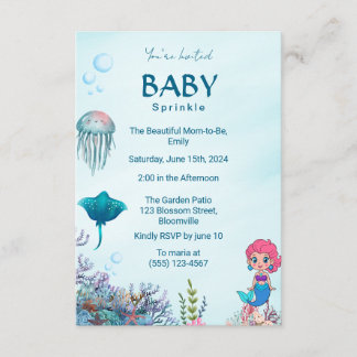 Cute Mermaid & Sea King Baby Sprinkle Invitation