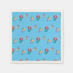 Cute Mermaid shark rainbow colorful birthday party Napkin