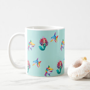 Cute Mermaid shark rainbow colourful birthday part Coffee Mug