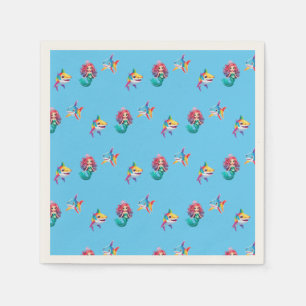Cute Mermaid shark rainbow colourful birthday part Napkin
