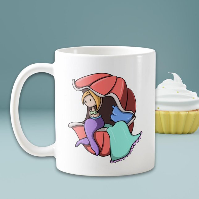 Cute Mermaid Shell Personalised Coffee Mug (Creator Uploaded)
