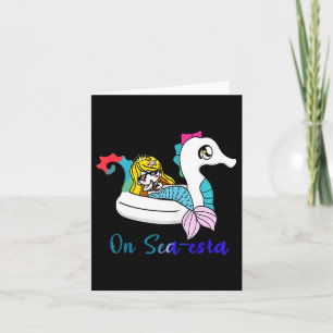 Cute Mermaid Summer Sea-esta Funny Beach Vacation Card