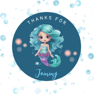 Cute mermaid thanks  classic round sticker