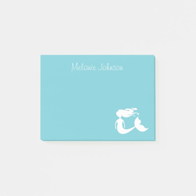 Cute mermaid turquoise personalised Post-it® notes (Front)