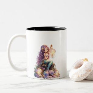 Cute mermaid Two-Tone coffee mug