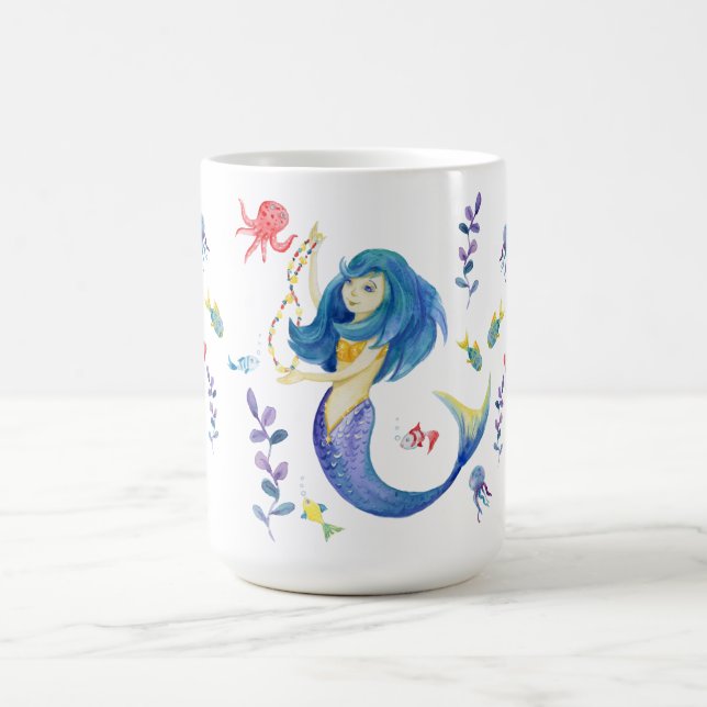 Cute Mermaid Under the Sea Coffee Mug (Center)