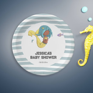Cute Mermaid Under The Sea Paper Plate