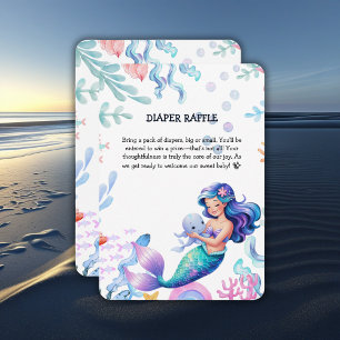 Cute Mermaid Under the Sea Watercolor Baby Shower Enclosure Card