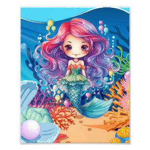 Cute Mermaid Underwater Photo Print