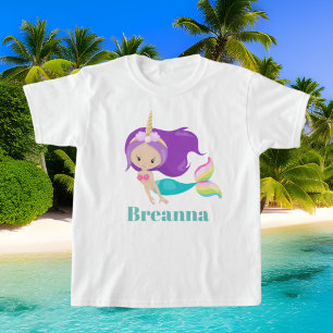 Cute Mermaid Unicorn add name t-shirt