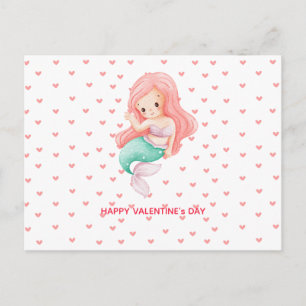 Cute Mermaid Valentine's Day Holiday Postcard