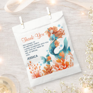Cute Mermaid Watercolor Kids' Birthday Thank You Favour Bag