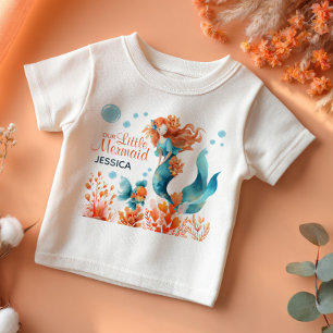 Cute Mermaid Watercolor Under The Sea Girl Name Baby T-Shirt