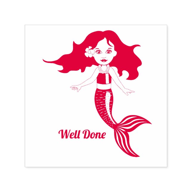 Cute Mermaid Well Done teacher stamp (Design)
