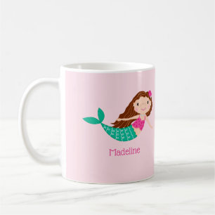 Cute Mermaid Whimsical Pink Personalised Coffee Mug