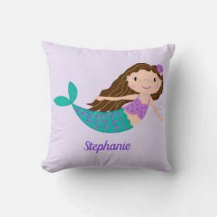 Cute Mermaid Whimsical Purple Personalised Cushion