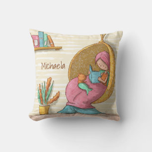 Cute Mermaid with Cat Reading Nook Cushion