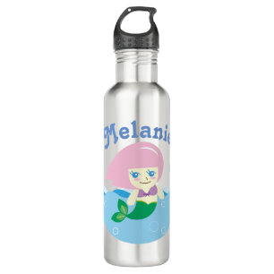 Cute Mermaid with Pink Hair Personalised 710 Ml Water Bottle