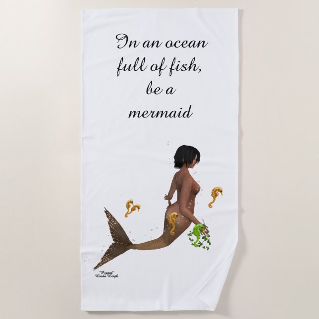 Cute Mermaid With Seahorses Beach Towel (Front)
