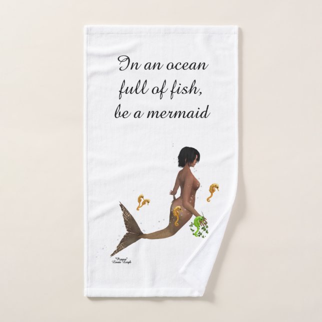 Cute Mermaid With Seahorses Hand Towel (Hand Towel)