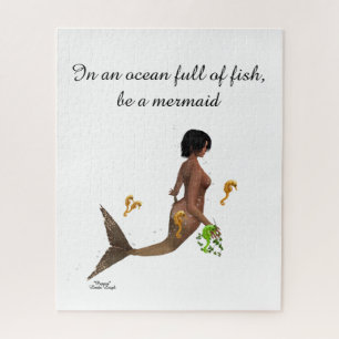Cute Mermaid With Seahorses Jigsaw Puzzle